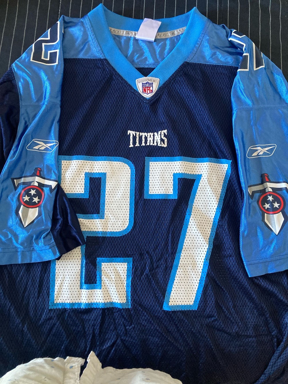 Reebok Navy and Light Blue Tennessee Titans #27 Kids Jersey